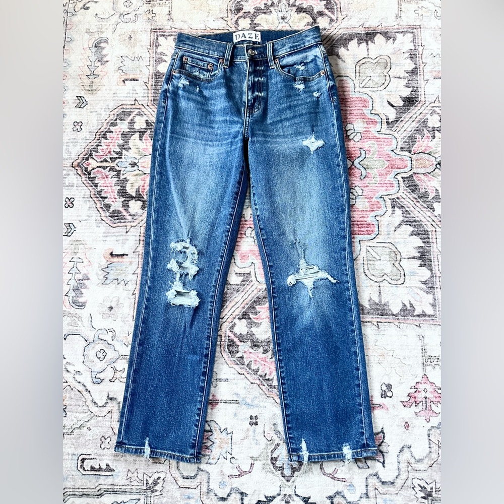 DAZE Straight Up High Rise Straight Jeans In A Plus - Size 25